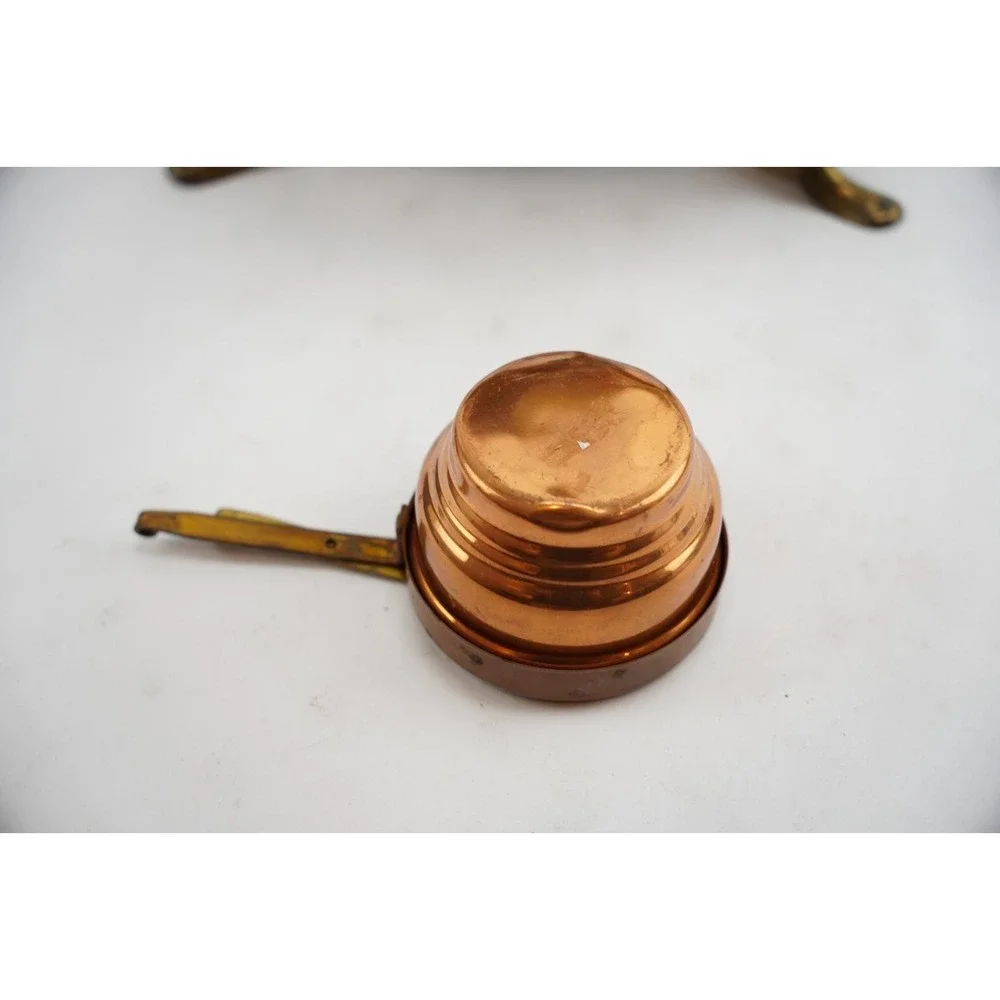 Vtg‎ Copper & Brass Skillet Chafing Warming Dish w/Stand, Lid, Sterno Holder